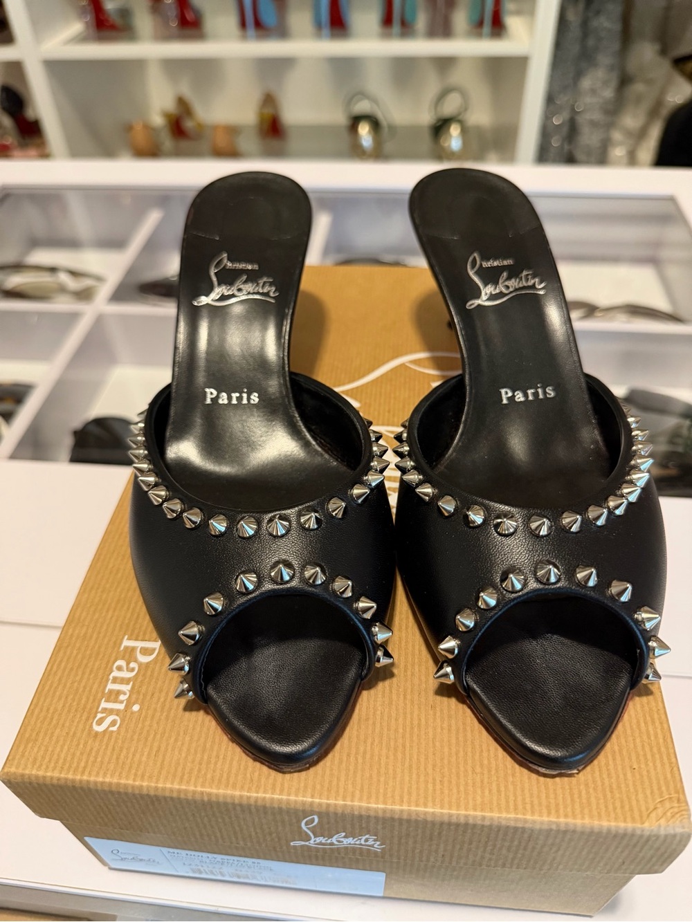 Christian Louboutin Me Dolly Leather Spike Mule Sandals EU 39/ US 8.5 - Picture 8 of 11